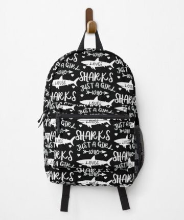 Just A Girl Who Loves Sharks backpack - Just A Girl Who Loves Sharks bookbag - Just A Girl Who Loves Sharks merch - Just A Girl Who Loves Sharks apparel