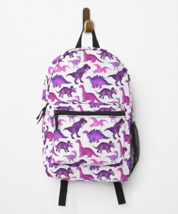 Pink and Purple Watercolor Dinos on White backpack - Pink and Purple Watercolor Dinos on White bookbag - Pink and Purple Watercolor Dinos on White merch - Pink and Purple Watercolor Dinos on White apparel