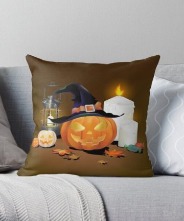 A pumpkin with a witch's hat pillow - A pumpkin with a witch's hat merch - A pumpkin with a witch's hat apparel