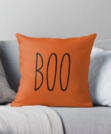 Boo in Black on Autumn Orange pillow - Boo in Black on Autumn Orange merch - Boo in Black on Autumn Orange apparel