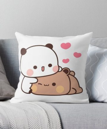 Panda And Brownie Bear Couple pillow - Panda And Brownie Bear Couple merch - Panda And Brownie Bear Couple apparel