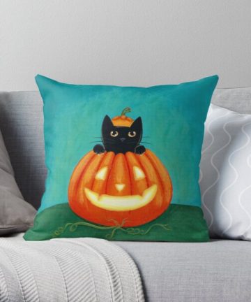 Peek a boo Pumpkin Cat pillow - Peek a boo Pumpkin Cat merch - Peek a boo Pumpkin Cat apparel