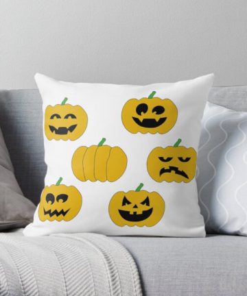 Pumpkin faces Stickers pillow - Pumpkin faces Stickers merch - Pumpkin faces Stickers apparel