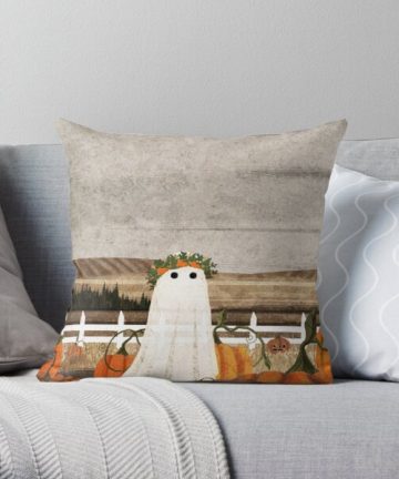 There's a Ghost in the Pumpkins Patch Again... pillow - There's a Ghost in the Pumpkins Patch Again... merch - There's a Ghost in the Pumpkins Patch Again... apparel