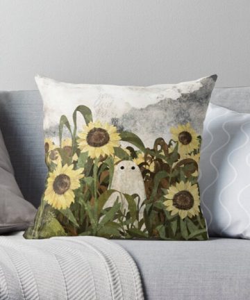 There's A Ghost in the Sunflower Field Again... pillow - There's A Ghost in the Sunflower Field Again... merch - There's A Ghost in the Sunflower Field Again... apparel